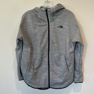 The North Face gray jacket, zip up, hooded women’s XS